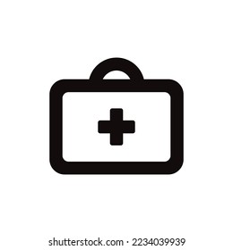 Icono vectorial del kit de primeros auxilios. Diseño de señales planas para el kit de primeros auxilios en hospitales médicos. pictograma del símbolo del kit de primeros auxilios EPS 10