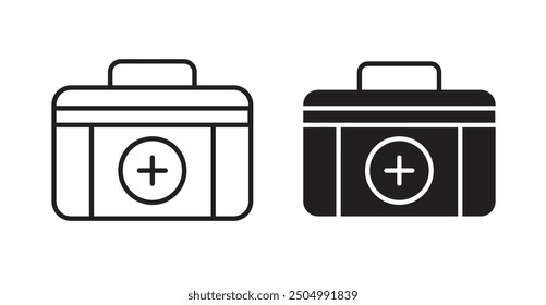 First aid kit vector icon in solid and outline style