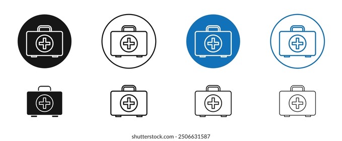 First aid kit vector icon in black and blue colors