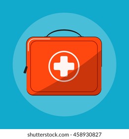 First aid kit vector icon islated on blue background