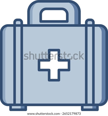 First Aid Kit vector icon with transparent background. Changeable blue color design.