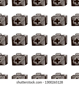 first aid kit vector seamless pattern