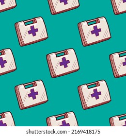 first aid kit vector seamless pattern