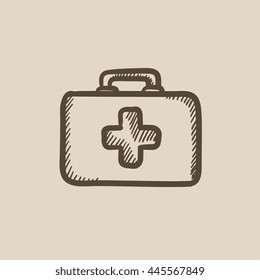 First aid kit vector sketch icon isolated on background. Hand drawn First aid kit icon. First aid kit sketch icon for infographic, website or app.