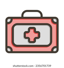 Verbandskasten-Set mit Vectordick-Linie, gefärbtes Farbsymbol für persönliche und kommerzielle Nutzung.
