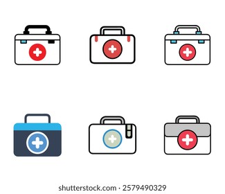 First aid kits bundle vector illustration.