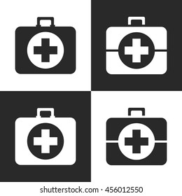 First aid kits, icons. Vector illustration