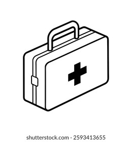 first aid line art vector on white background