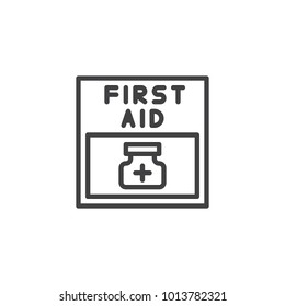 First aid line icon, outline vector sign, linear style pictogram isolated on white. Pharmacy symbol, logo illustration. Editable stroke