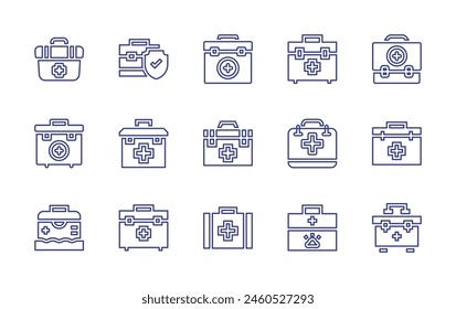 First aid line icon set. Editable stroke. Vector illustration. Containing firstaidkit, firstaidbag, firstaidbox.