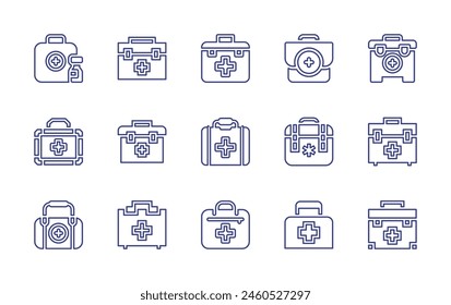 First aid line icon set. Editable stroke. Vector illustration. Containing aidkit, firstaidkit, firstaid.