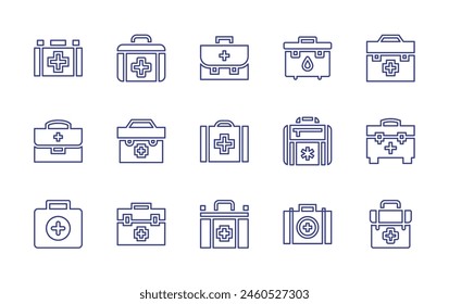 First aid line icon set. Editable stroke. Vector illustration. Containing veterinary, firstaid, firstaidbag, firstaidkit.