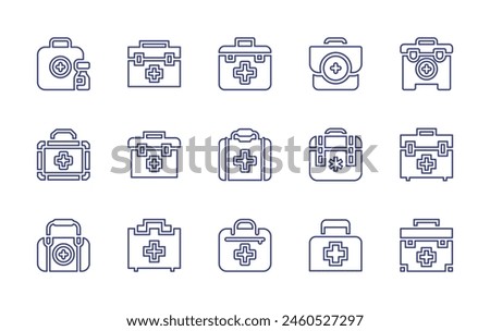 First aid line icon set. Editable stroke. Vector illustration. Containing aidkit, firstaidkit, firstaid.