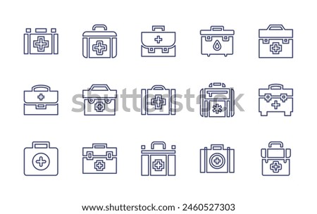 First aid line icon set. Editable stroke. Vector illustration. Containing veterinary, firstaid, firstaidbag, firstaidkit.