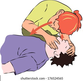 checking an unconscious person clipart