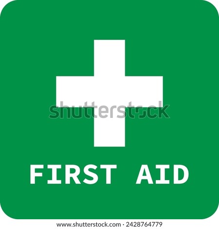 first aid logo with a green background and a white cross