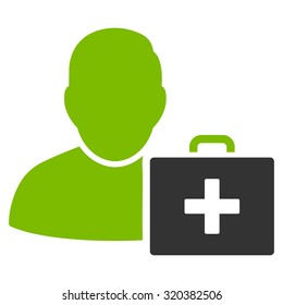 First Aid Man vector icon. Style is bicolor flat symbol, eco green and gray colors, rounded angles, white background.