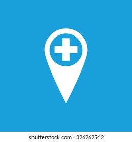 First aid marker icon, white simple image isolated on blue background