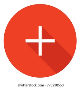 First aid medical button with long flat shadow