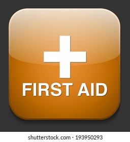 First aid medical button sign