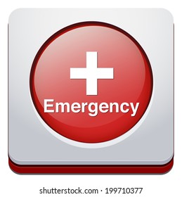 First aid medical button sign isolated on white. 