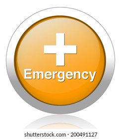 First aid medical button sign isolated on white. 