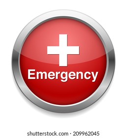 First aid medical button sign isolated on white. 