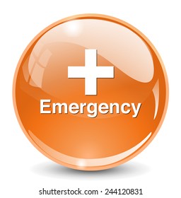 First aid medical button sign isolated on white. 