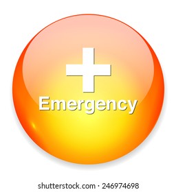 First aid medical button sign isolated on white. 