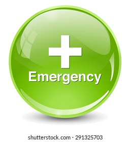 First aid medical button sign isolated on white. 