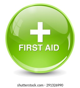 First aid medical button sign isolated on white. 