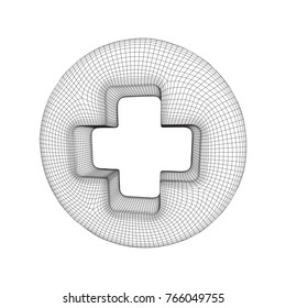 First aid medical cross wireframe low poly mesh, vector symbol illustration