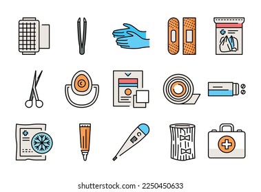 Primeros auxilios. Ayuda médica. elemento de diseño de interfaz gráfica de usuario (GUI) de UI UX. Trazo editable.