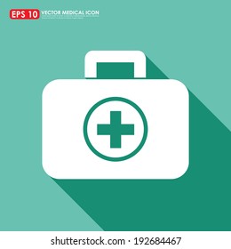 First aid or medical kit icon on light green background