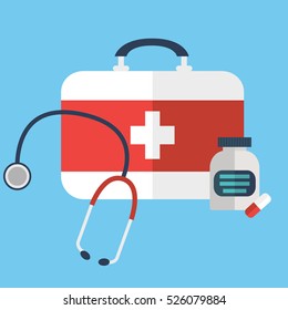 First aid or medical kit icon vector illustration