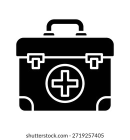 Kit Médico de Primeiros Socorros Ilustração de Vetor, Ícone de Estilo Sólido