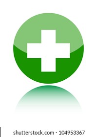 First aid medical sign on green background