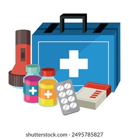 first aid medicine with medical equipment isolated
