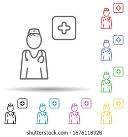 Icono de conjunto multicolor de primeros auxilios. Línea delgada simple, contorno vector de iconos médicos para ui y ux, sitio web o aplicación móvil
