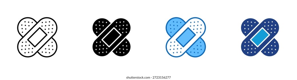 First Aid Multiple Style Icon Design Vector - Adhesive bandage symbolizing first aid, wound care, and basic medical assistance