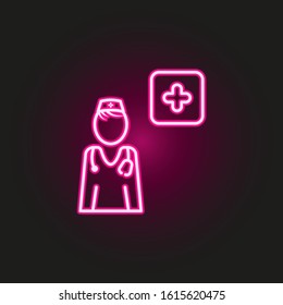 First aid neon style icon. Simple thin line, outline vector of medical icons for ui and ux, website or mobile application
