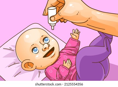 First aid for a newborn. How to make a first aid for a newborn. Medical procedure. Healthcare illustration, medical illustration. Vector illustration. 