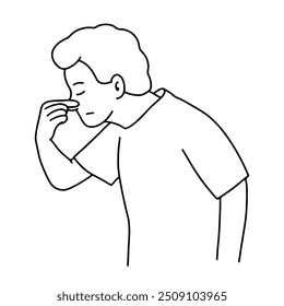 First aid for nose bleeding, handdrawn illustration