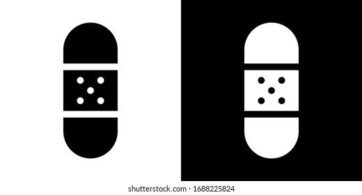 Plástico De Plástico De Primera Ayuda. Icono de glifo en versión en blanco y negro.