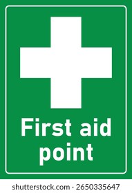 first aid point sign and symbol in green and white