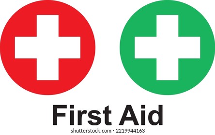 First aid, red and green vector sign