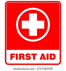 First Aid, red sticker vector