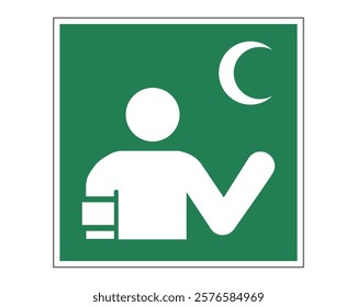 First Aid Responder Safety Sign ISO 7010 - Crescent Variant, High-Quality Vectorial Stock Image