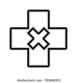 First aid sign illustration. Vector. Flat style black icon on white.