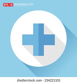 First aid sign in light blue color - medical  vector icon